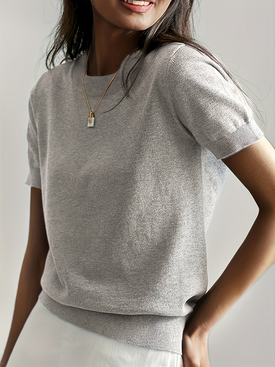 Relaxed Fit Short Sleeve Knit Top