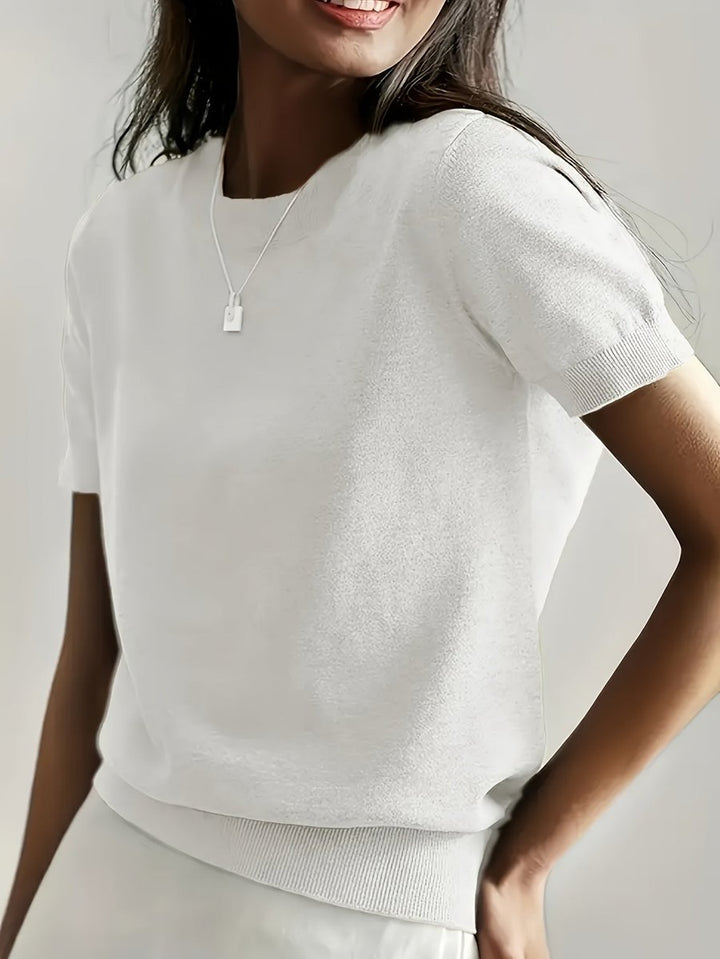 Relaxed Fit Short Sleeve Knit Top