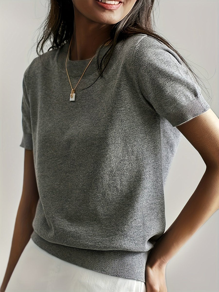 Relaxed Fit Short Sleeve Knit Top