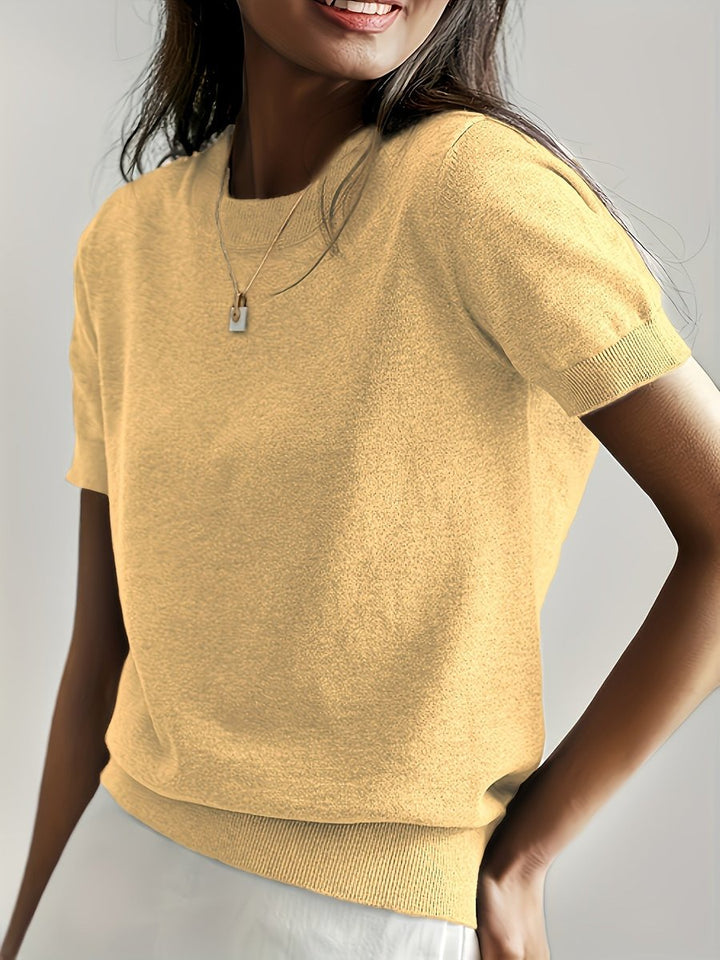 Relaxed Fit Short Sleeve Knit Top