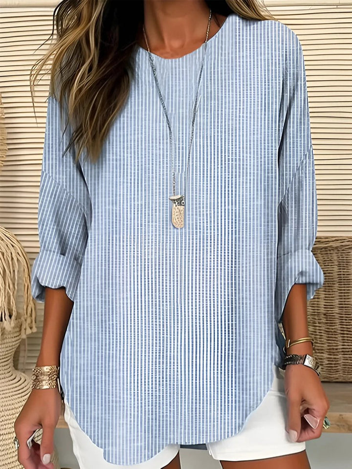 Relaxed-Fit Striped Crew-Neck Blouse