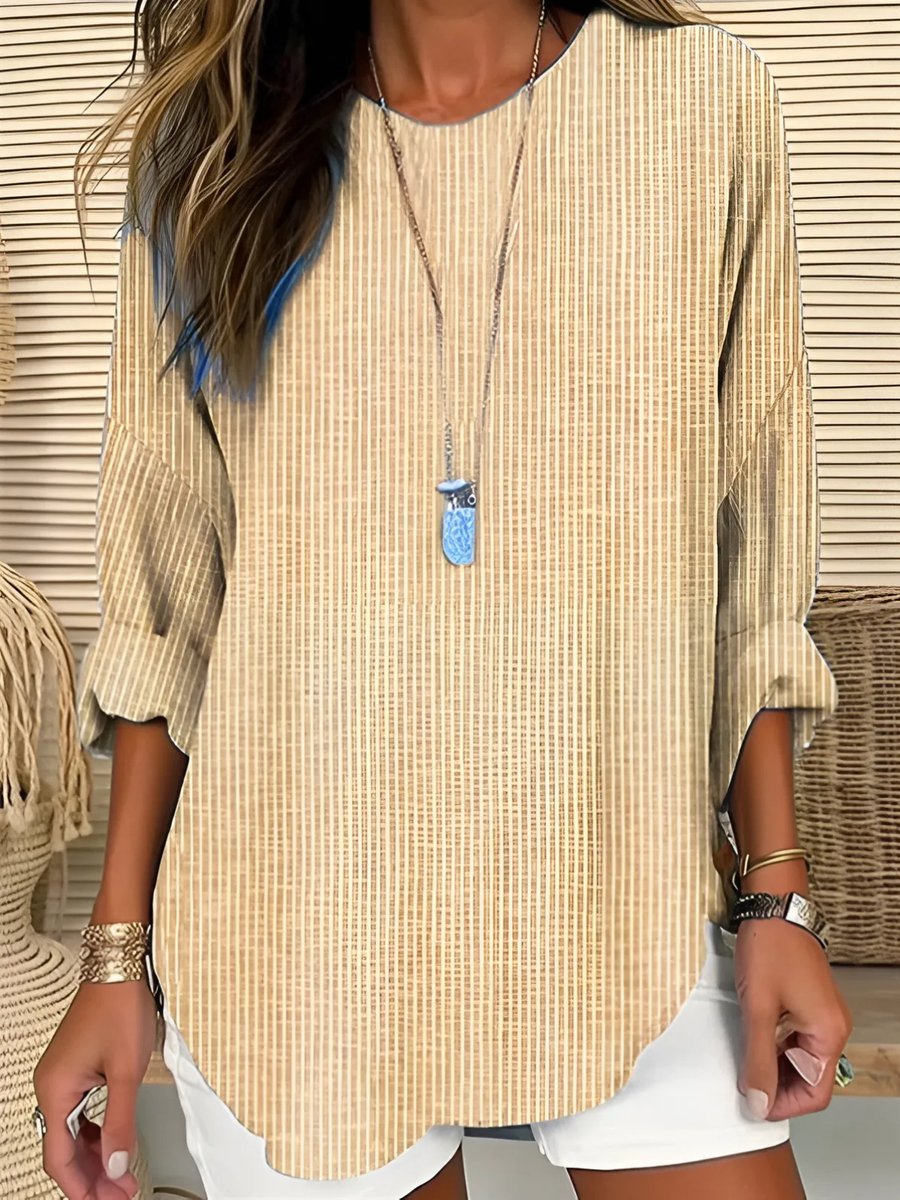 Relaxed-Fit Striped Crew-Neck Blouse