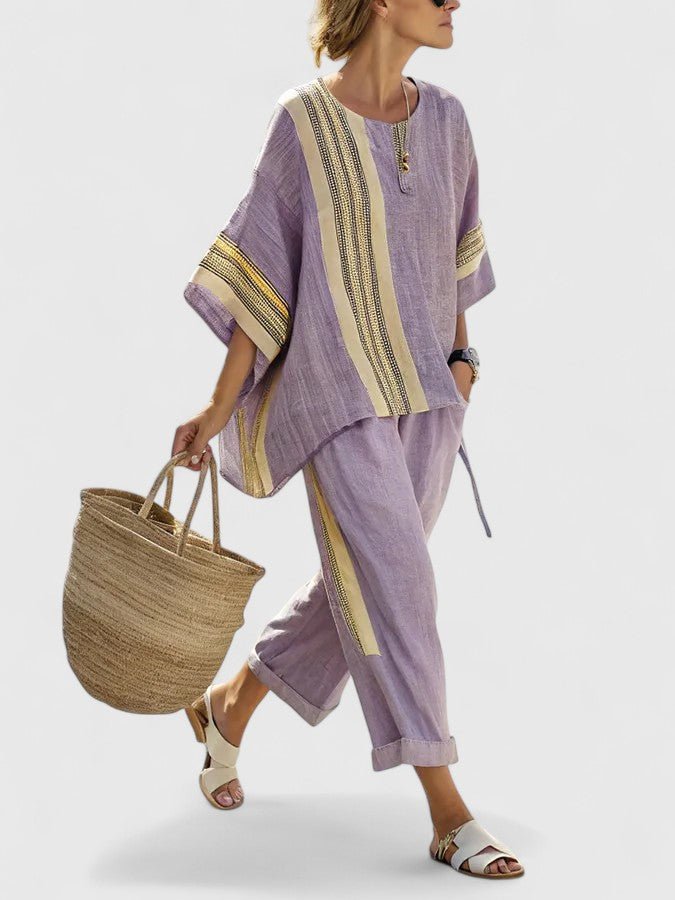 Relaxed Linen-Mix Wide-Leg Two-Piece Set