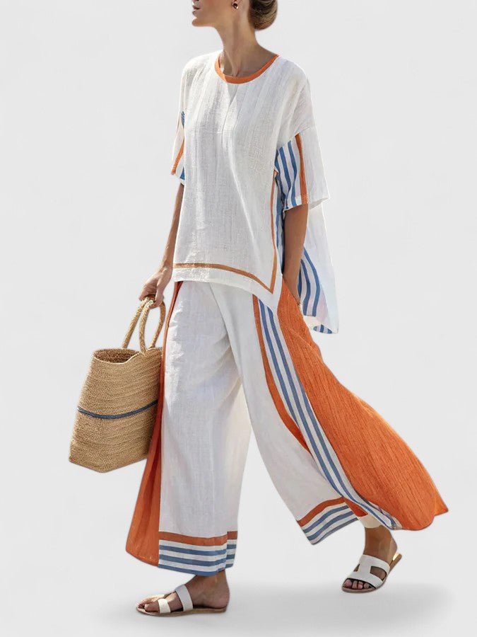 Relaxed Linen-Mix Wide-Leg Two-Piece Set