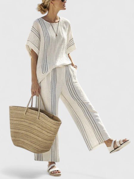 Relaxed Linen-Mix Wide-Leg Two-Piece Set