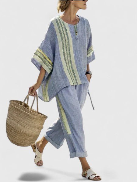 Relaxed Linen-Mix Wide-Leg Two-Piece Set
