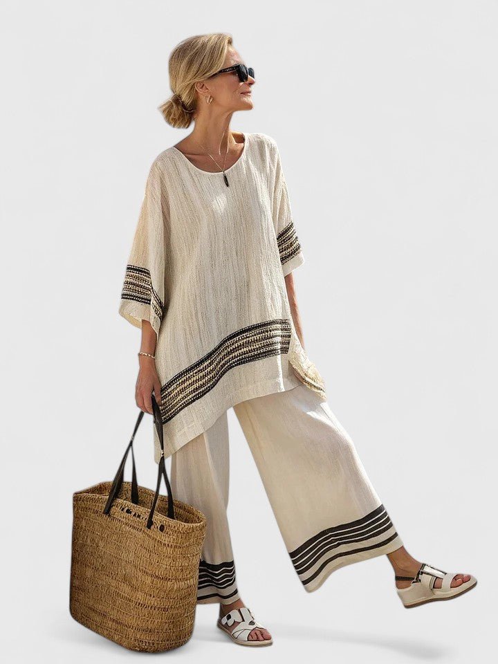 Relaxed Linen-Mix Wide-Leg Two-Piece Set