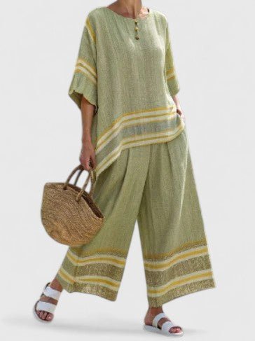 Relaxed Linen-Mix Wide-Leg Two-Piece Set