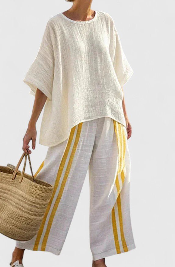 Relaxed Linen-Mix Wide-Leg Two-Piece Set
