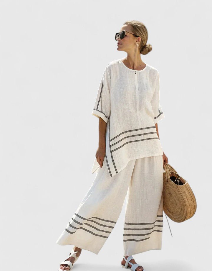Relaxed Linen-Mix Wide-Leg Two-Piece Set