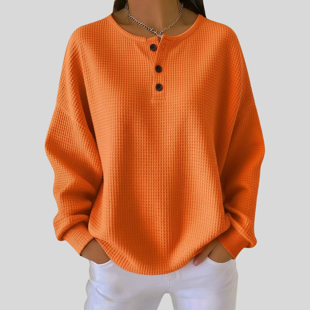 Relaxed Waffle Knit Henley Top