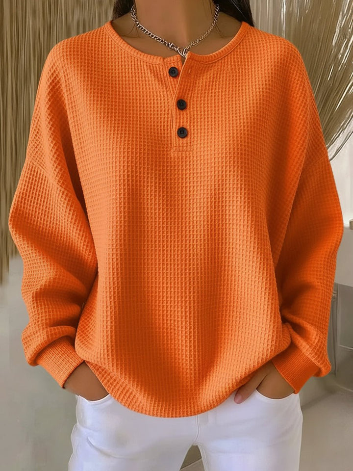 Relaxed Waffle Knit Henley Top