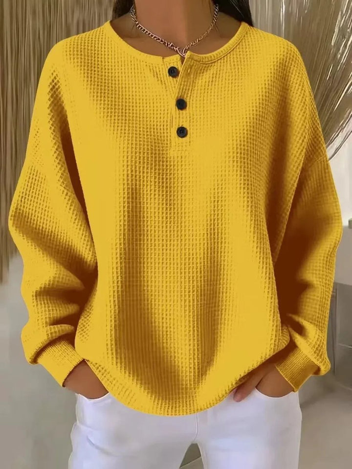 Relaxed Waffle Knit Henley Top