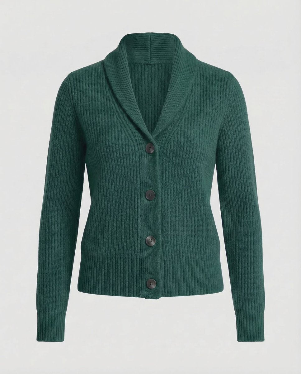 Ribbed Knit Button-Front Lapel Cardigan
