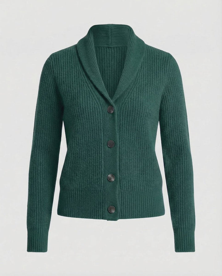 Ribbed Knit Button-Front Lapel Cardigan