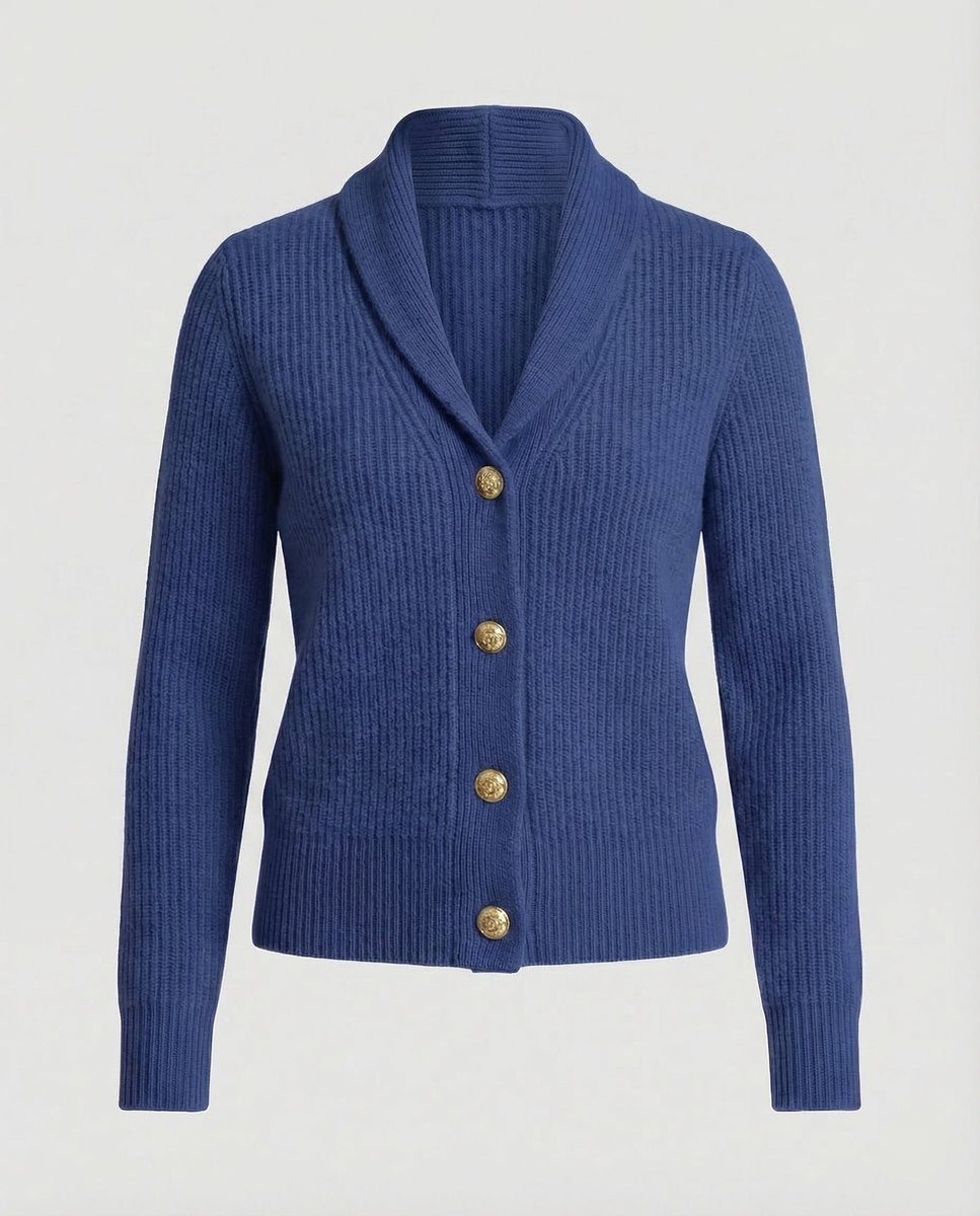 Ribbed Knit Button-Front Lapel Cardigan