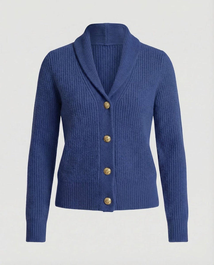 Ribbed Knit Button-Front Lapel Cardigan