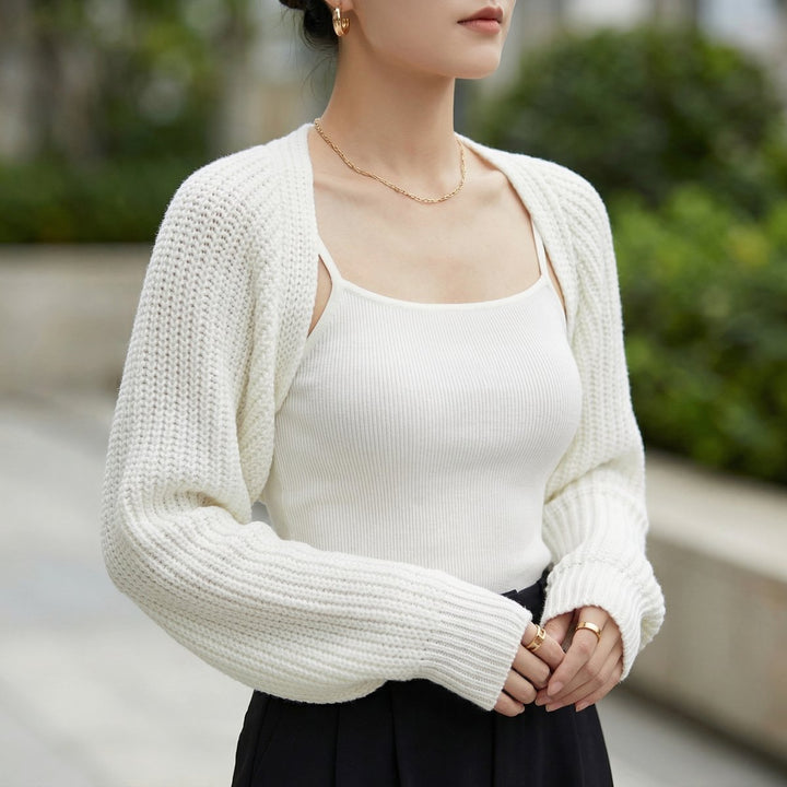 Ribbed Knit Cropped Shrug Jumper
