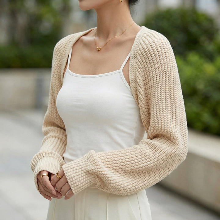 Ribbed Knit Cropped Shrug Jumper