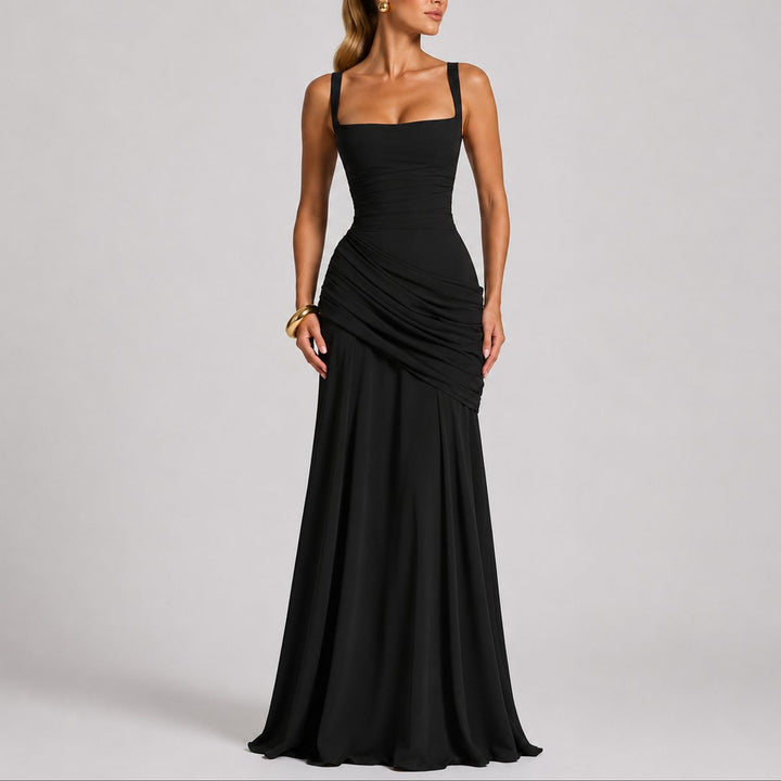 Ruched Square-Neck Maxi Dress