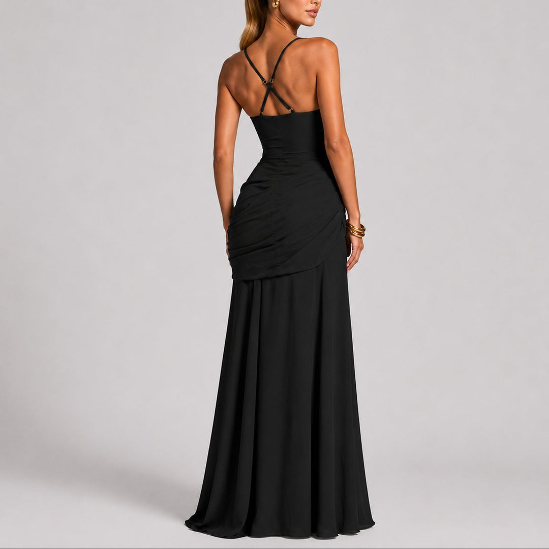 Ruched Square-Neck Maxi Dress
