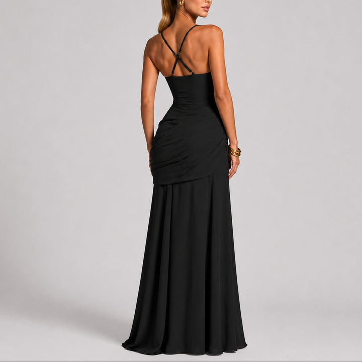 Ruched Square-Neck Maxi Dress