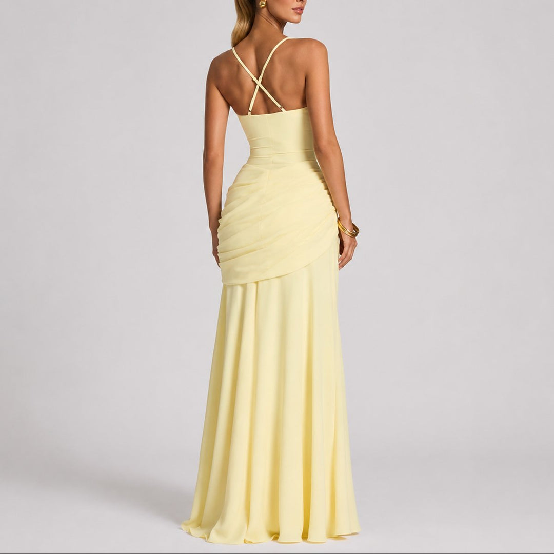 Ruched Square-Neck Maxi Dress
