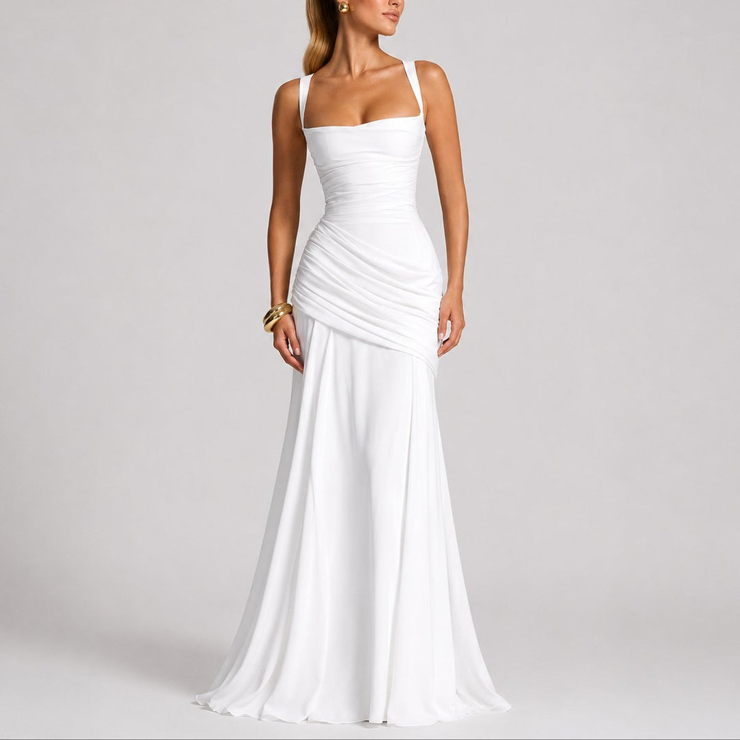 Ruched Square-Neck Maxi Dress