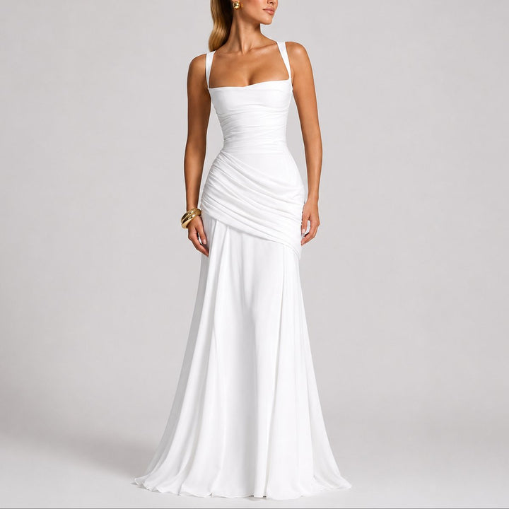 Ruched Square-Neck Maxi Dress