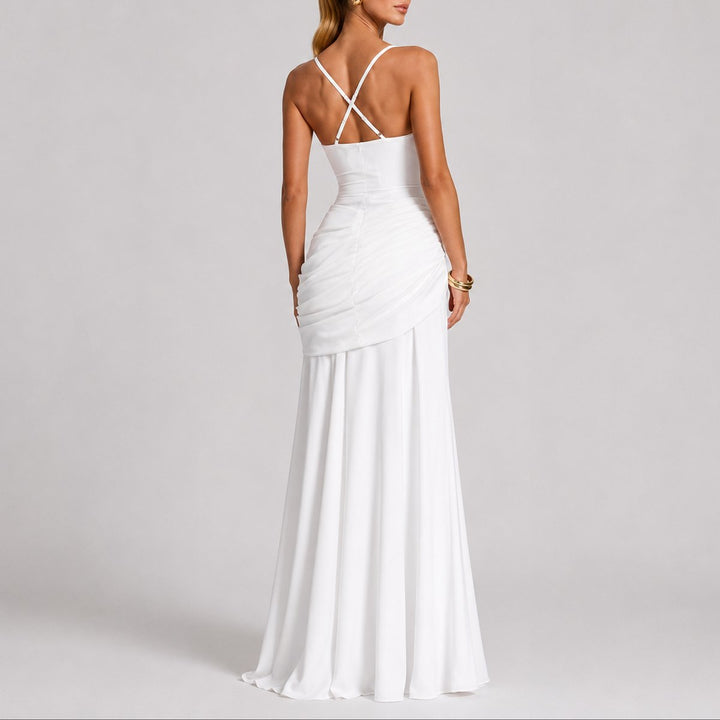 Ruched Square-Neck Maxi Dress