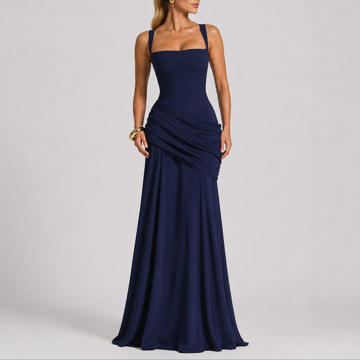 Ruched Square-Neck Maxi Dress