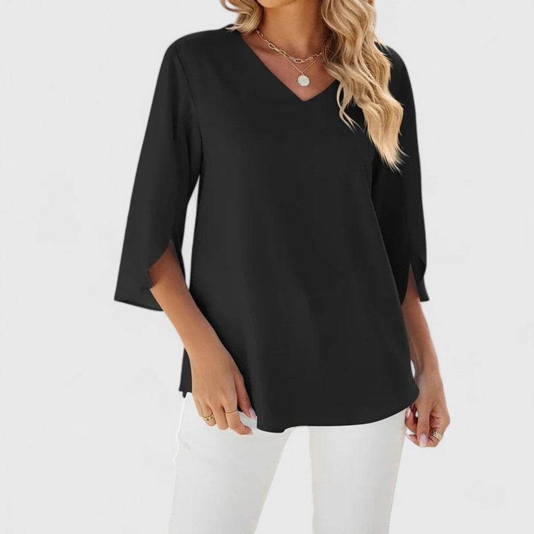 Ruffle V-Neck Chiffon Blouse