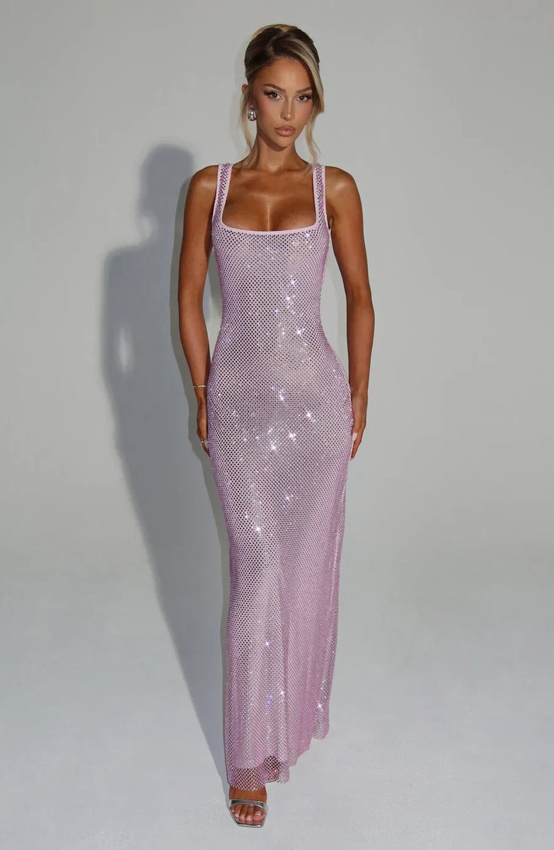 Sequin Embellished Sleeveless Maxi Evening Gown
