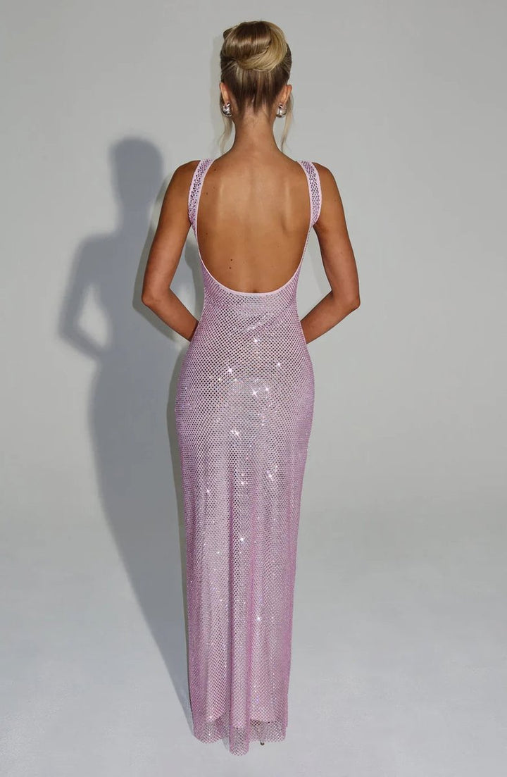 Sequin Embellished Sleeveless Maxi Evening Gown