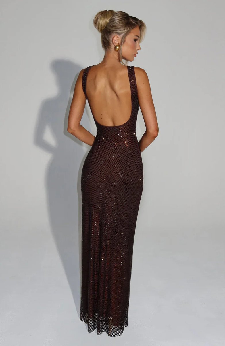 Sequin Embellished Sleeveless Maxi Evening Gown