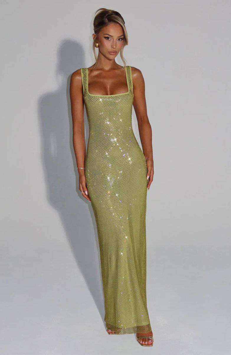 Sequin Embellished Sleeveless Maxi Evening Gown