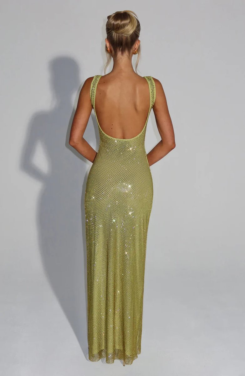 Sequin Embellished Sleeveless Maxi Evening Gown