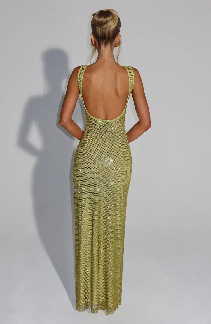 Sequin Embellished Sleeveless Maxi Evening Gown