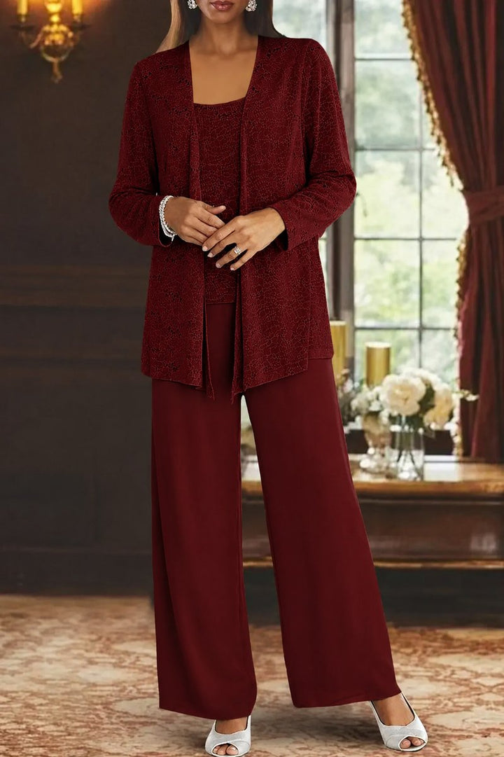 Sequined Wide-Leg Three-Piece Occasion Set