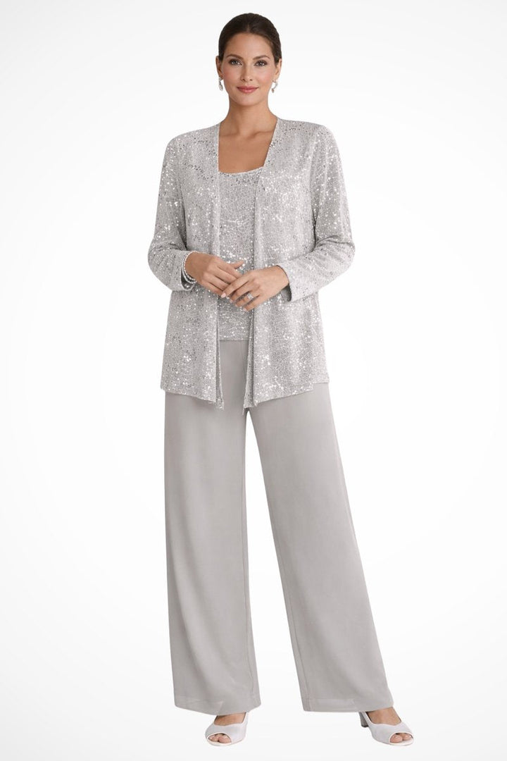 Sequined Wide-Leg Three-Piece Occasion Set