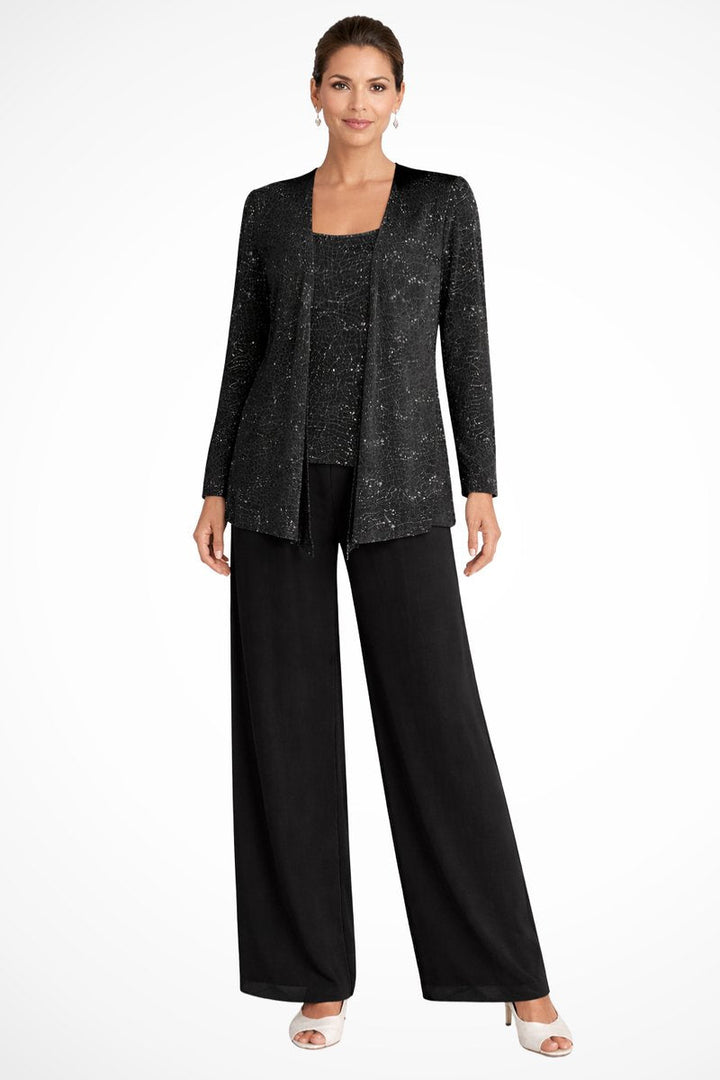 Sequined Wide-Leg Three-Piece Occasion Set