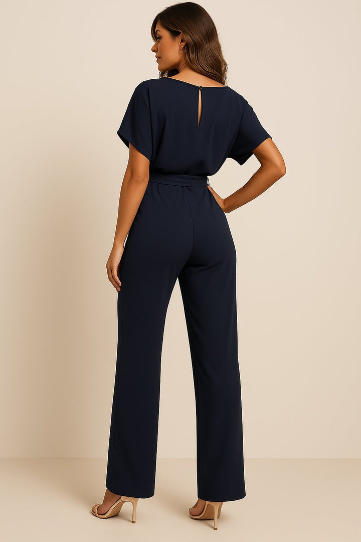 Wide Leg Belted Jumpsuit