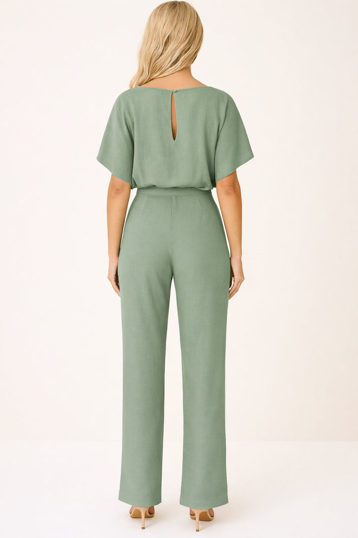 Wide Leg Belted Jumpsuit