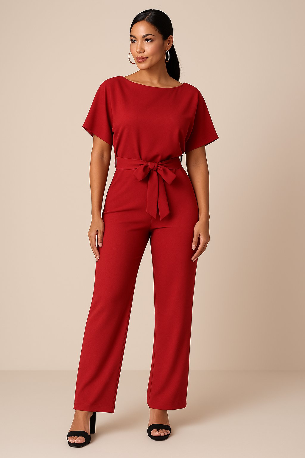 Wide Leg Belted Jumpsuit