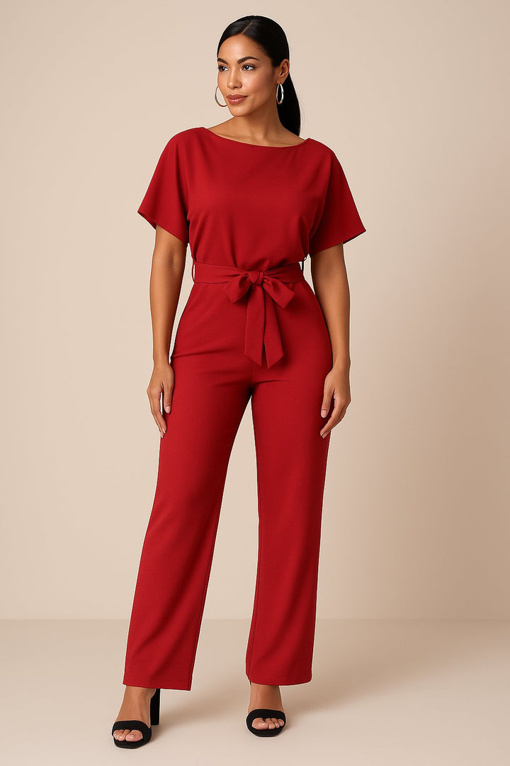 Wide Leg Belted Jumpsuit