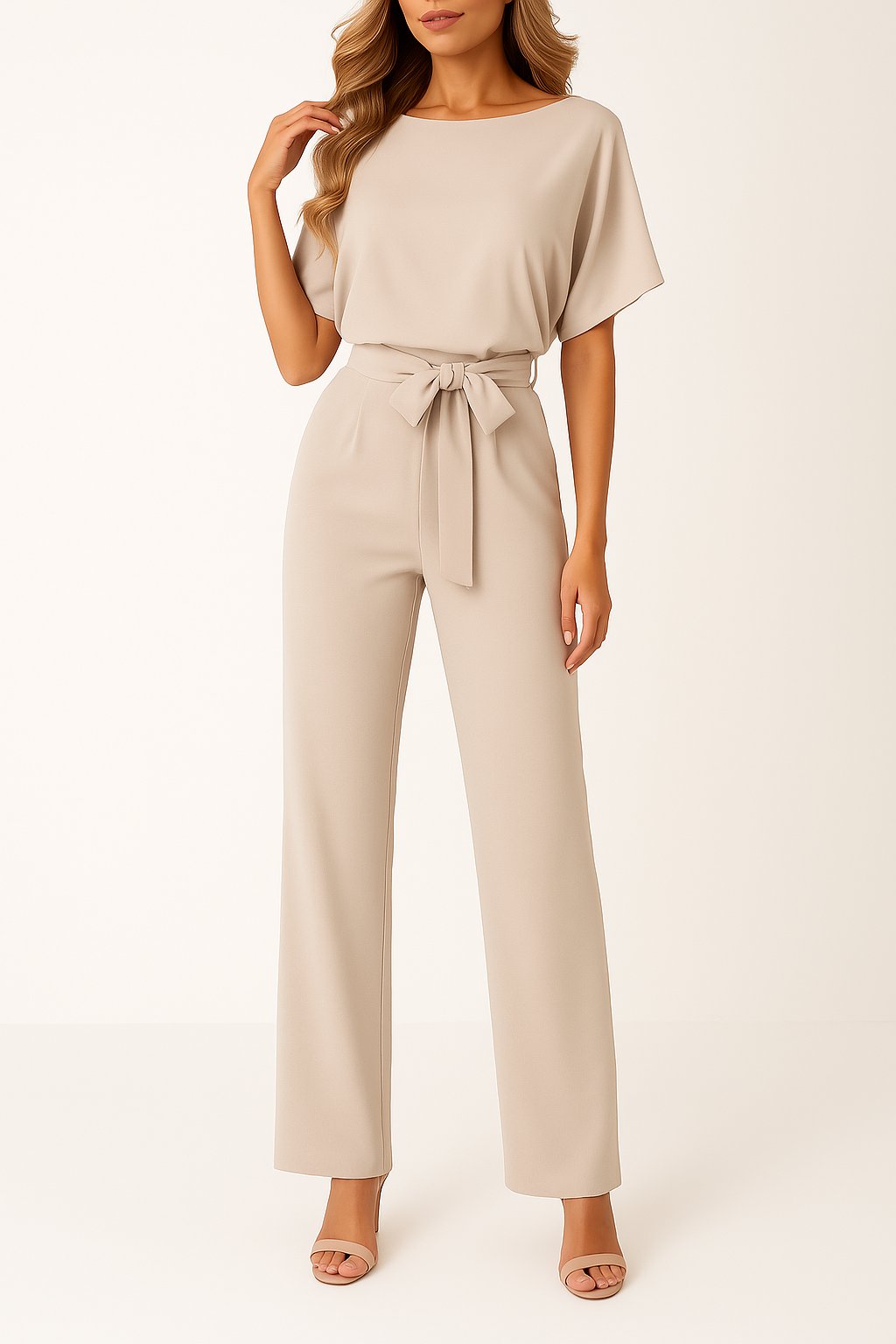 Wide Leg Belted Jumpsuit