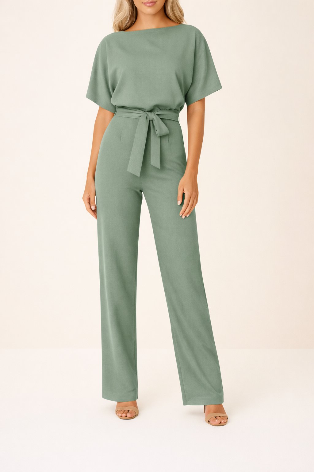 Wide Leg Belted Jumpsuit