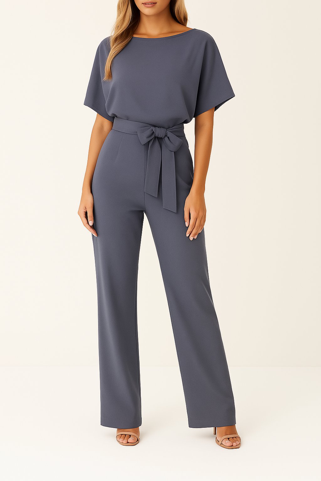 Wide Leg Belted Jumpsuit