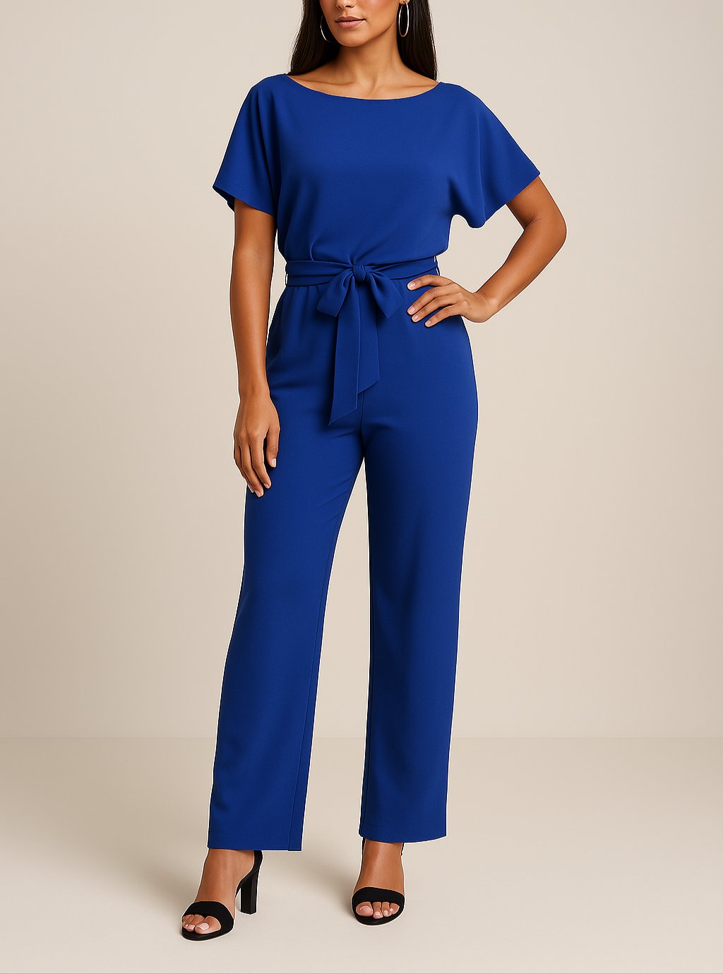 Wide Leg Belted Jumpsuit