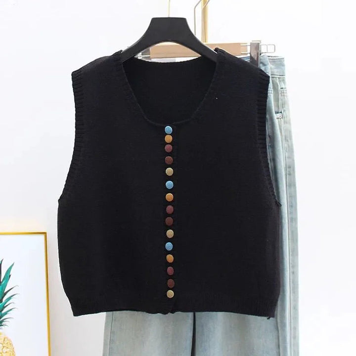 Sleeveless Knit Button-Front Vest